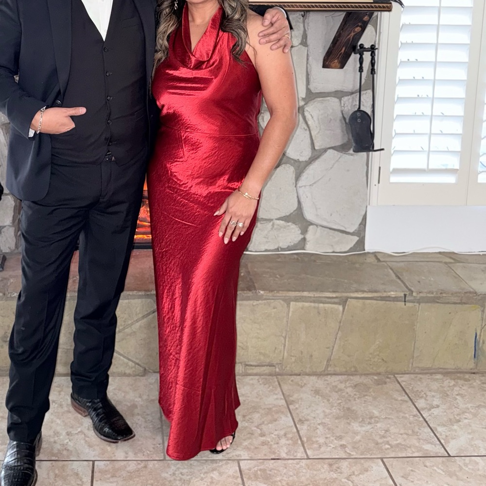 Elegant Red Satin Gown